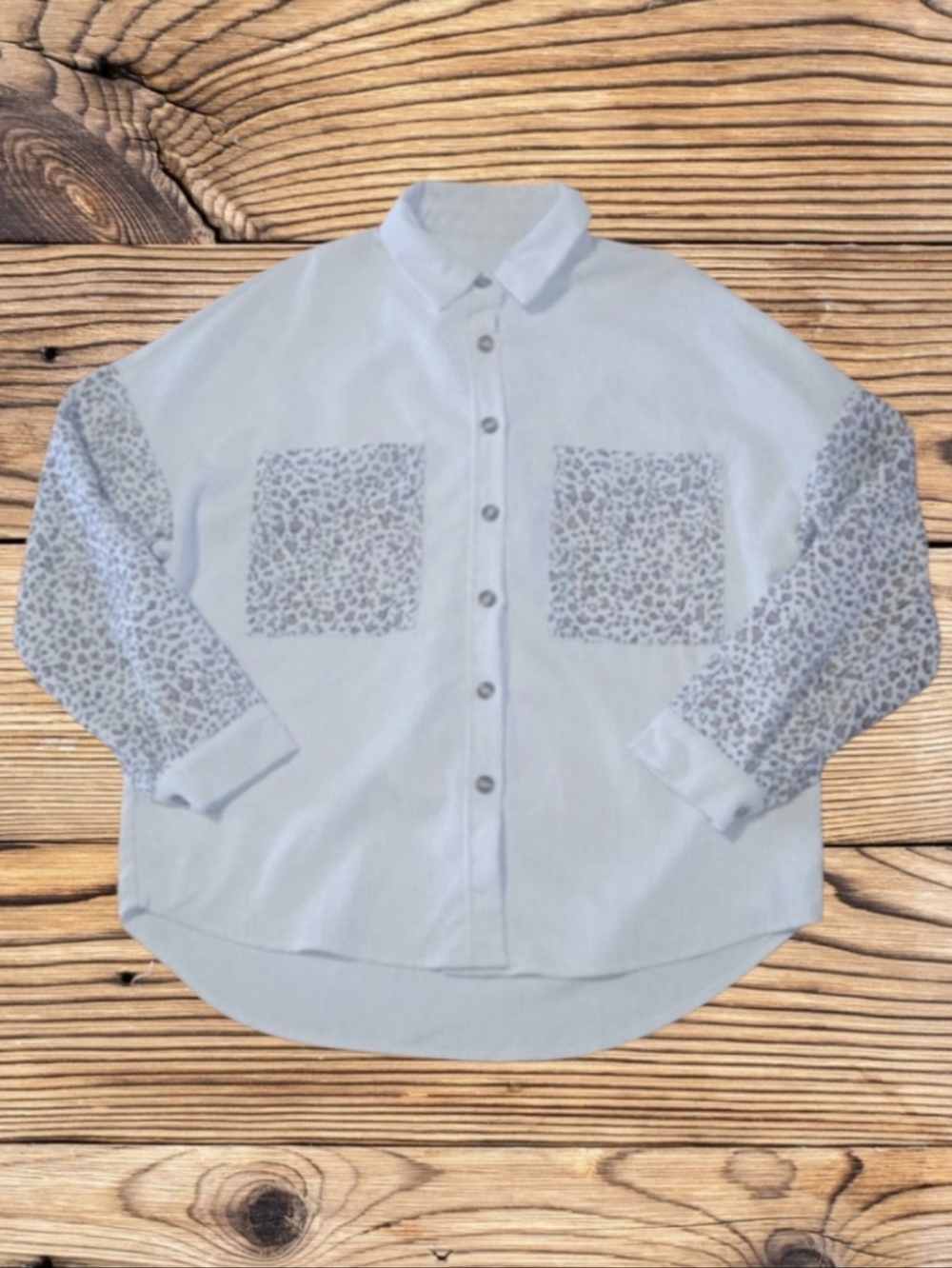 WOMAN'S SHEIN LONG SLEEVE CHEETAH BUTTON DOWN